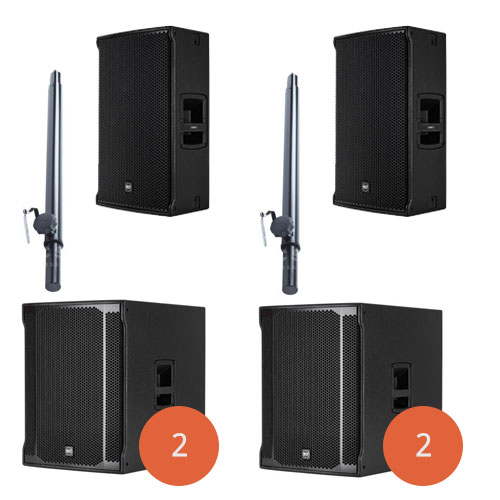 Speakerset 7 2 x RCF NX945 topspeaker, 4 x RCF 8003 subwoofer