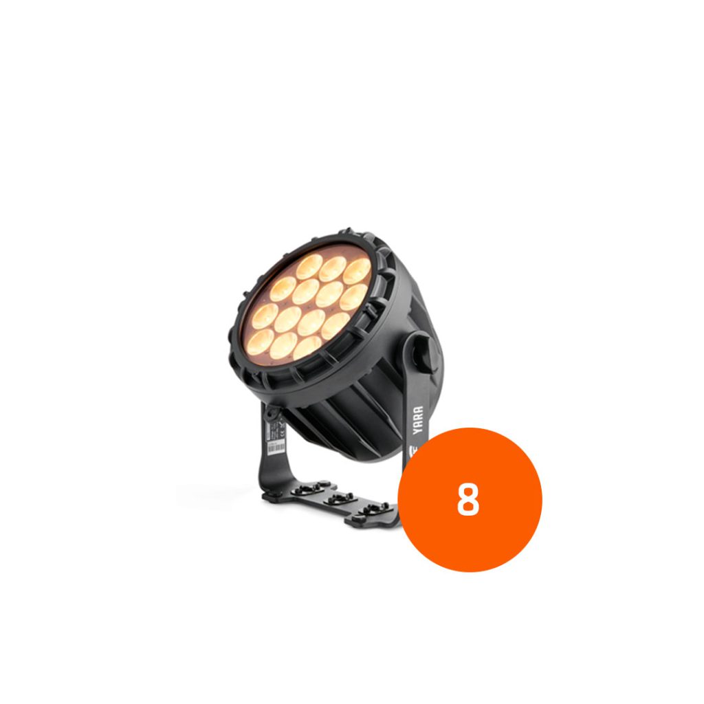 Lichtset 7 – 8x LED RGBW vloerspots