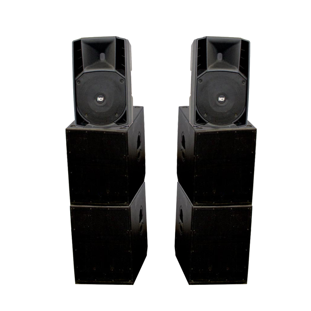 Speakerset 6 2 x RCF 732 topspeaker, 4 x 8003 subwoofer