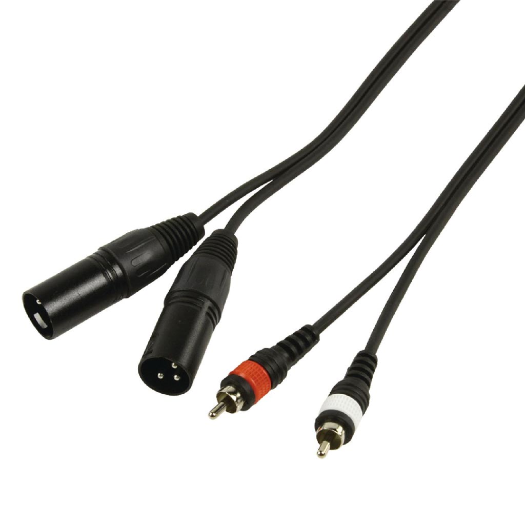 RCA male L,R/2 x XLR male 3mtr